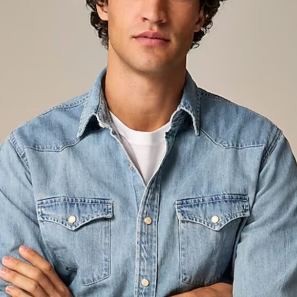 J. Crew Midweight denim western shirt Size Small - Picture 3 of 10